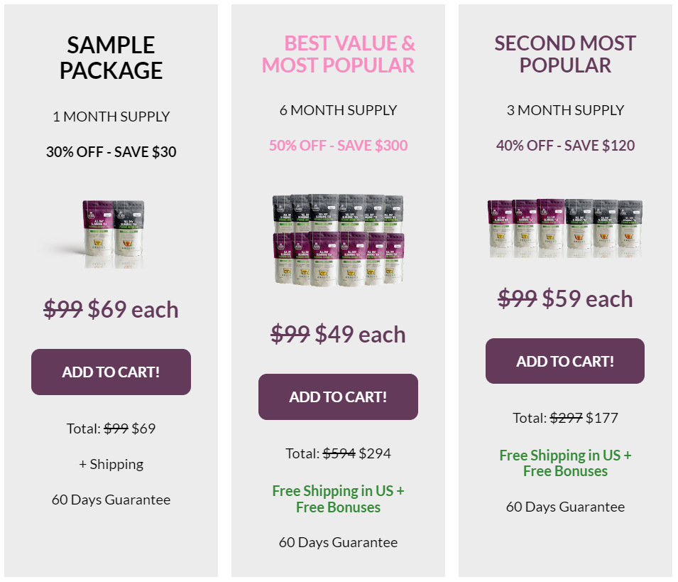 All Day Slimming Tea order page
